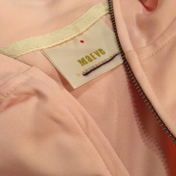 Maeve S Pink Ivory Stripe Zip Bomber Track Jacket - Picture 5 of 5